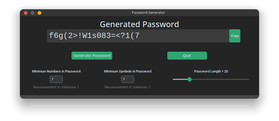 Random Password Generator with Modern GUI